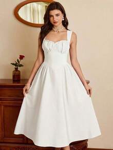 xheVintamour Vestido elegante vintage de mujer con bolsillos, vestido con corpiño, dobladillo con volantes florales, vestido casual de vacaciones y fiestas, vestido de invierno, ropa de invierno para mujer, vestido de invierno para mujer, conjunto de verano para mujer, conjunto de Navidad para mujer, vestido de Navidad, vestido de fiesta de Navidad, vestido de Año Nuevo, vestidos de Año Nuevo para mujer, conjunto de Año Nuevo para mujer, ropa de Año Nuevo, vestidos elegantes para fiestas, vestidos elegantes de fiesta, vestidos elegantes para mujerxhe - Blanco - Ver 6