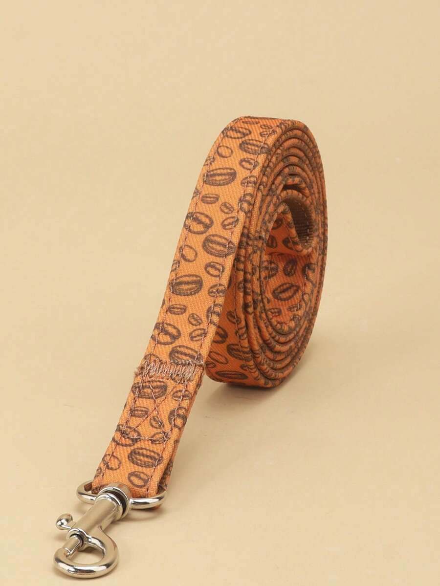 A Polyester Fashion Coffee Bean Patterned Pet Leash, Suitable For Outdoor Play With Pet Cats And Dogs (Not Suitable For Large Energetic Dogs) - Yellow - View 1