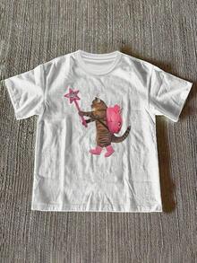 Camiseta unisex de manga corta Camiseta estilo Y2K Camiseta informal de corte holgado para mujershirt - Blanco - Ver 6