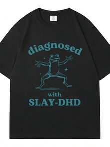 Camiseta divertida con meme de rana Slay-Dhd diagnosticada, para hombre y mujer - Negro - Ver 6