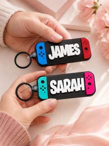 Llavero personalizado con forma de mando de juego, llavero de mando de juego con nombre personalizable. Adecuado para decoración de bolsos, accesorio de llaves de coche, accesorio de llaves del hogar, llavero duradero, adecuado como llavero de moda para hombres. Regalo de llavero para hombres, regalo personalizado para el Día del Padre. - Multicolor - Ver 7
