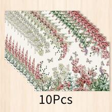 1 pieza Mantel individual de lino con elemento vegetal, tapete para desayuno, tapete para café, posavasos, base para tazón, accesorio de cocina, fácil de limpiar, apto para el hogar, restaurante, decoración de restaurante, regalo de vacaciones, regalo para amigos, juego de múltiples piezas - Multicolor - Ver 23