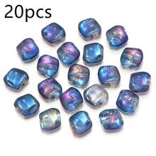 20pcs/Pack Asymmetrical Square Electroplated Glass Beads, Colorful Semi-Transparent Iridescent Glass Crystal Square Beads 12X11mm For DIY Earrings, Bracelets, Phone Charms, Jewelry Accessories - Glass Square Beads - View 22