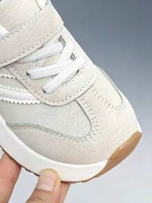 1 Pair Unisex Kids' Sports Shoes, All Season, Versatile, Classic, Comfortable, Hook And Loop, Color Block Design, Suitable For Daily And Outdoor Sports - Beige - View 4