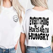 Todo duele y tengo hambre Camiseta Divertida para Amantes del Gimnasio Camiseta de Algodón para Verano Ropa Femenina Camisetas para Mujer - Blanco - Ver 8