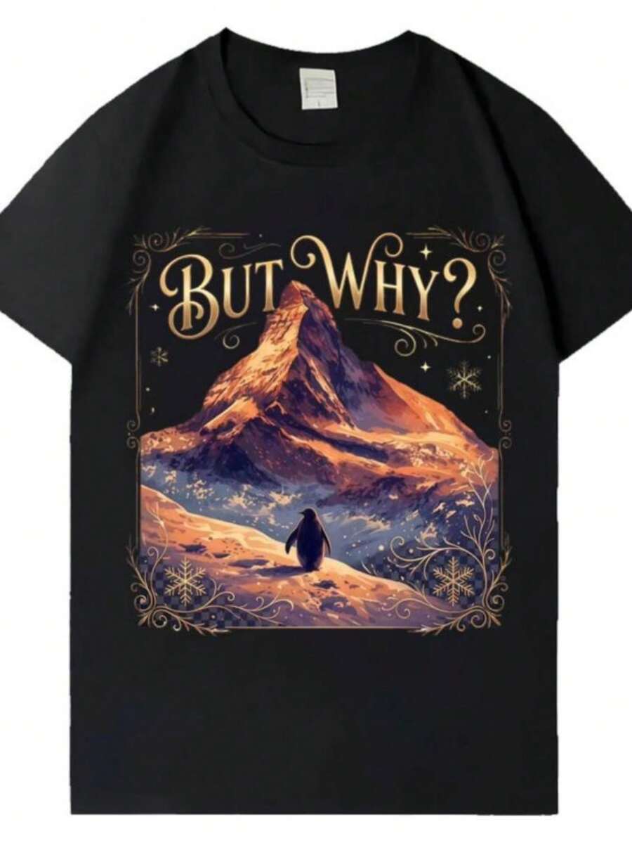 blusas para mujer Nihilist Penguin But Why Humor Meme T-shirt Mens Women High Quality Casual Loose Tees Hip Hop Crewneck Sports Cozy Tshrit Unisex - Negro - Ver 1