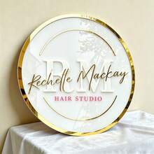 Custom 3D Acrylic Business Logo Sign: Boutique Salon Decor, Custom Round Acrylic Business Logo Sign | 3D Office Wall Decor, Custom 3D Acrylic Logo Sign, Business Signboard, Custom Acrylic Business Logo Sign | 3D Wall Decor, Custom Business Logo Sign For Flowers Shop, Wall Salon Signage, Acrylic Sign For Office - Multicolor - View 7
