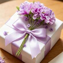 6-Head Artificial Flower Bouquets, Faux Dahlia Floral With Stem For DIY Bouquets Wreaths And Scrapbooking - Purple - View 2