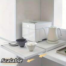 1pc Modern Metal Utility Rack With Pull-Out Shelves & Drawers – Versatile Microwave Stand For Oven, Kettle, Cookware, And Tabletop Storage – Multi-Functional Kitchen Cabinet Organizer, Pot And Pan Holder, Practical Shelf. Stainless Steel - 1 - View 10