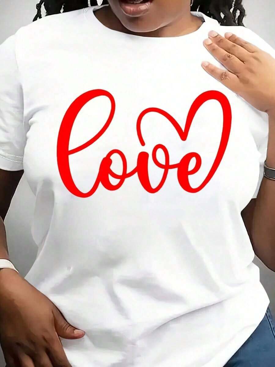 Camiseta Moderna Minimalista de Amor, Camiseta con Corazón, Camiseta para el Día de San Valentín, Camiseta para Mujer, Camiseta para Parejas, Regalo para Ella, Camiseta de Amor, Casual para el día a día. - Blanco - Ver 1