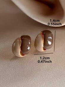 1 Đôi bông tai sang trọng, tối giản, thanh lịch, cá tính, phù hợp để đeo hàng ngày và dự tiệc, kiểu dáng cổ điển Pháp dành cho nữ - Cà phê nâu - Xem 4