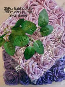 50 PIEZAS Rosas Artificiales de Espuma Púrpura con Tallos, Textura Realista, Adecuadas para Ramos de Boda DIY, Corsages, Flores de Muñeca, Ramos de Dama de Honor, Decoración de Boda, Decoración de Fondo de Fiesta de Boda, Decoración del Hogar, Sala de Estar, Comedor, Cocina, Estudio, Decoración de Dormitorio - Morado - Ver 7