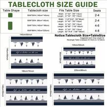 1pc Rectangular Polyester Tablecloth With Lighthouse And Sailboat Pattern, Single-Sided Printing, Suitable For Tabletop, Washable And Reusable, For Indoor, Outdoor, Patio, Wedding, Party, Dining, Craft Show, Banquet Decor - Multicolor - View 3