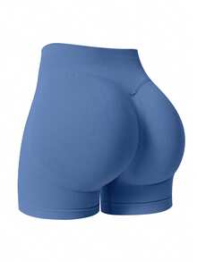 NcmRyu 1 chiếc quần short thể thao nữ không đường may, co giãn, nâng đỡ và định hình dáng người, thích hợp cho yoga, tập gym, chạy bộ. - Màu xanh lam - Xem 2