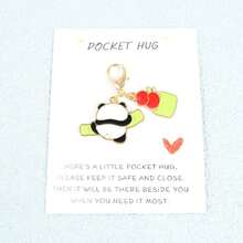1pc/2pcs Cute Panda & Apple Keychain, Classic Chinese Style Car/Bag Pendant, Versatile Minimalist Casual Chic, Gentle & Elegant, Suitable For Daily Wear, Party, Festivals; Fits All, Suitable For Commuting, Party Wear, Fashion Accessory - Black and White - View 3