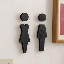 2 piezas de señal de baño de madera premium, indicador de baño adecuado para el hogar, bar, cafetería y otras ocasiones como regalos de cumpleaños y graduación - Multicolor - Ver 9