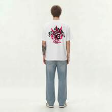 Boy Camiseta De Manga Corta Con Estampado De Letras Y Grafiti, Unisex, Marca De Moda, Top Casual De Verano Para Parejas - Blanco - Ver 4