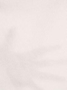 Camiseta de manga corta ajustada informal con cuello alto - Beis - Ver 4