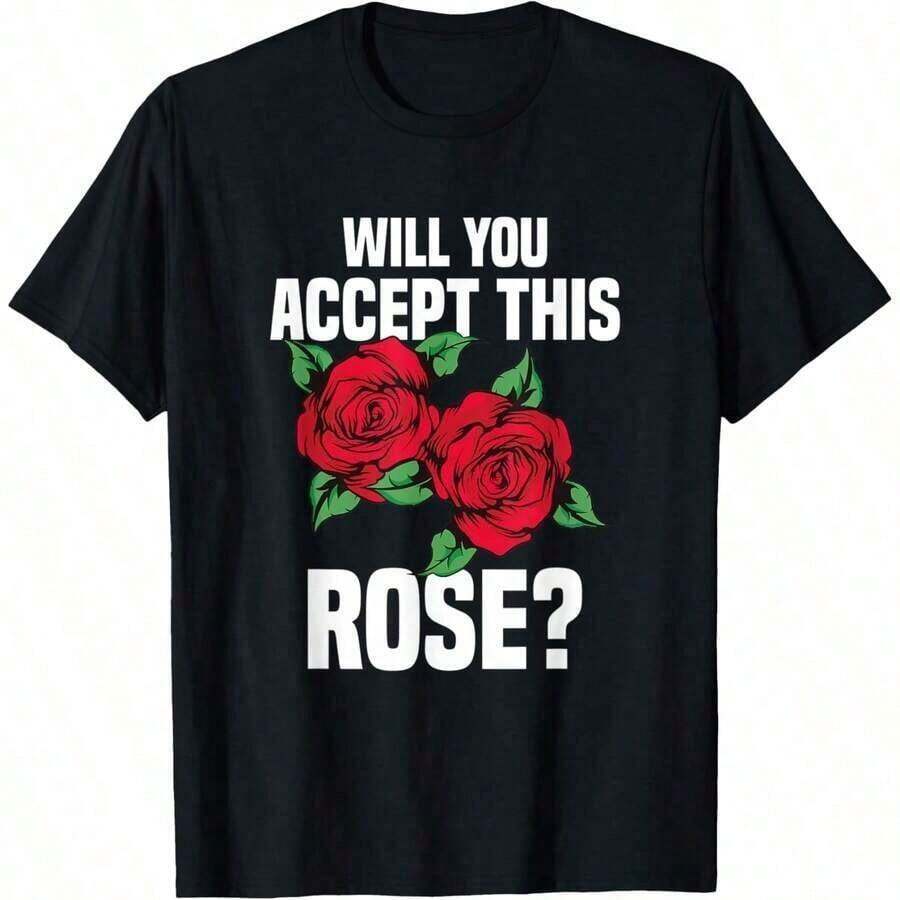Women's Valentine's Day Heart Print Round Neck Short Sleeve T-Shirt, Thermal Clothing For Daily Wear, Soft Fabric, Stylish Crop Top, Graphic T-Shirt For Women. - 黑色 3 - 查看 1