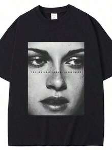 Ropa de Mujer con Estampado de Letras Personalizadas, Camisetas Vintage para el 40º Aniversario, Camisetas Divertidas de Diseñador para Damas, Ropa Urbana con Dibujos Animados, Camisetas para Mujer - Estilo Urbano Vintage, Camiseta Unisex de Algodón Holgada de Manga Corta y Cuello Redondo - Negro - Ver 1