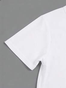Camiseta Elegante de Cuello Redondo de Poliéster con Letras para Mujer - Primavera/Verano - Blanco - Ver 4