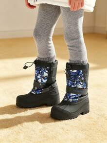 Kids Snow Boots Water-Repellent Mid-Calf Cold Weather Boots For Toddlers To Big Kids - Navy Blue - View 1