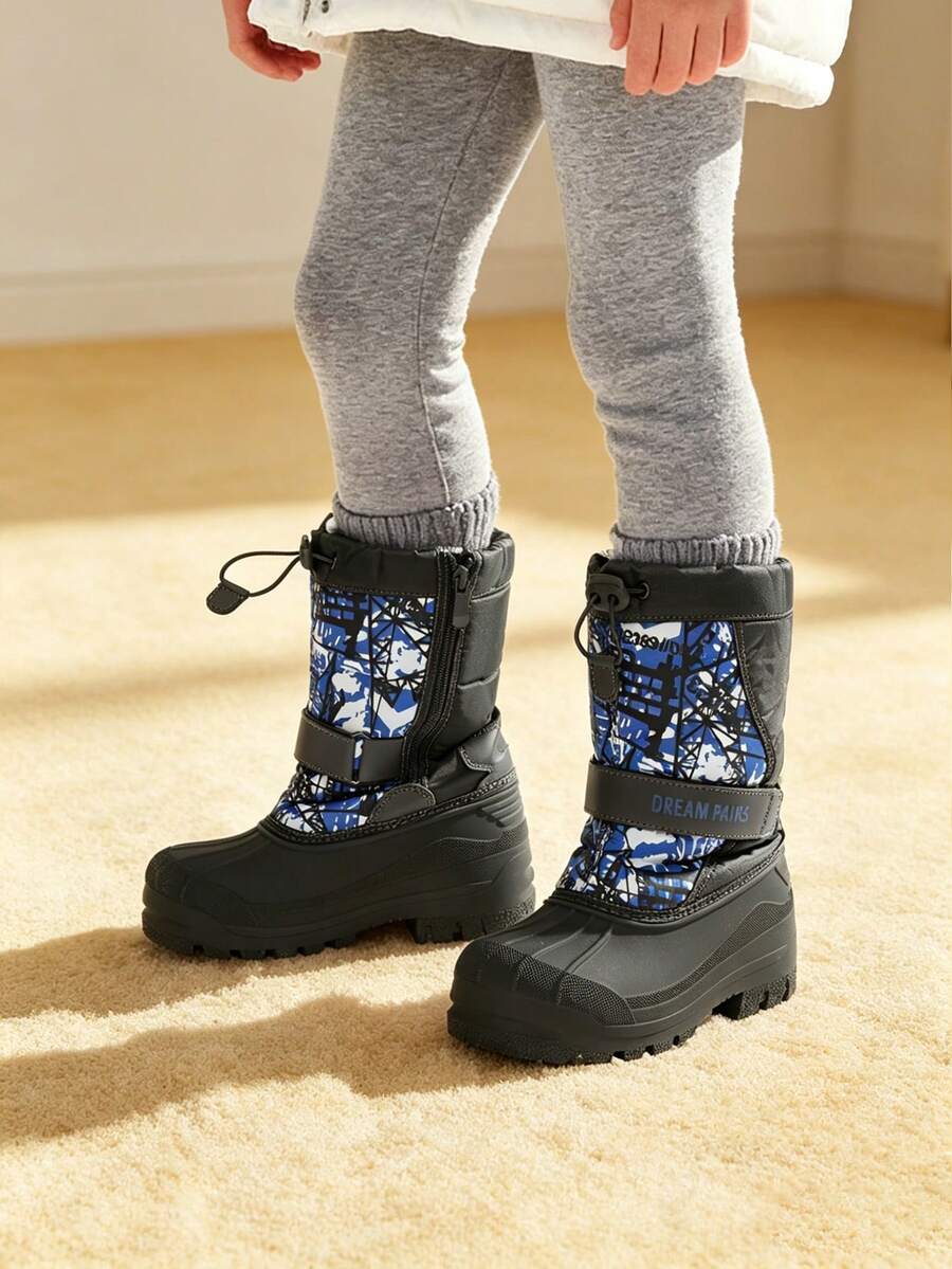 Kids Snow Boots Water-Repellent Mid-Calf Cold Weather Boots For Toddlers To Big Kids - Navy Blue - View 1