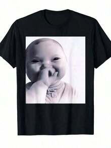1 pieza Camiseta Divertida con Meme Viral de la Generación Z (AI Risueña), Unisex, Casual, Manga Corta, Cuello Redondo, Perfecta para Uso Diario, Regalos de Navidad, Tallas S-3XL, 180g Algodón 100% - Blanco - Ver 9