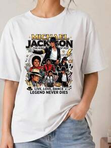 Michael, Rey del Pop, Diseño de Camiseta Gráfica PNG JPG| Camiseta Vintage en Honor a  Instant Download Music Dance ArtParty Outfit,Street Style,Trendy Fashion,Great For Fiesta & Family Vacations,blusas para mujer,playeras de mujerblusas casuales para dama - Blanco - Ver 1