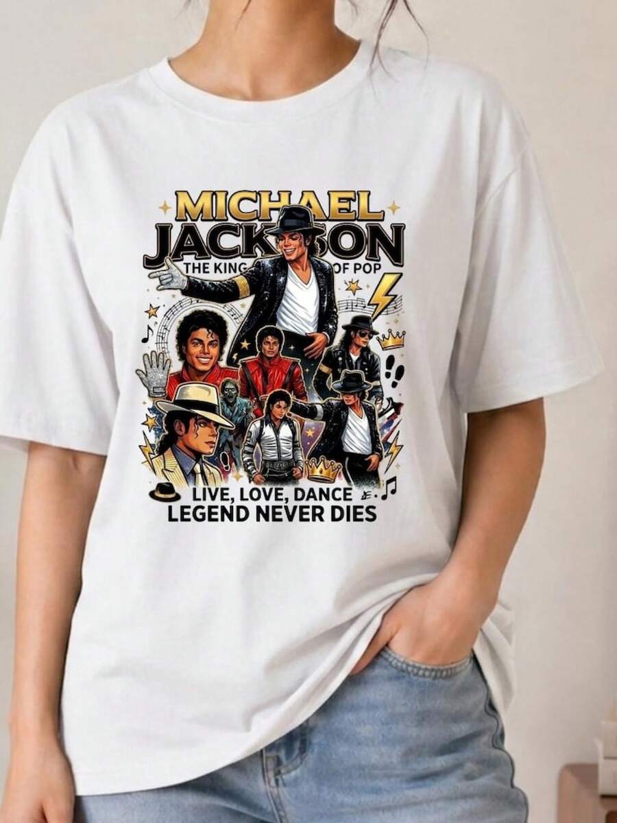 Michael, Rey del Pop, Diseño de Camiseta Gráfica PNG JPG| Camiseta Vintage en Honor a  Instant Download Music Dance ArtParty Outfit,Street Style,Trendy Fashion,Great For Fiesta & Family Vacations,blusas para mujer,playeras de mujerblusas casuales para dama - Blanco - Ver 1
