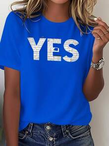 Sí, camisetas de color sólido y cómodas para mujeres. - Azul - Ver 7