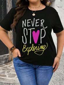 2026 Fashion For Women, Quality Casual Cotton T-Shirt, Short Sleeve Round Neck T-Shirt For Women, Urban Clothing With Creative Prints, Simple Design, Suitable Top For Leisure, Sports And Fitness, Casual Summer Clothing For Women, Unisex Basic T-Shirt - 黑色 4 - 查看 7