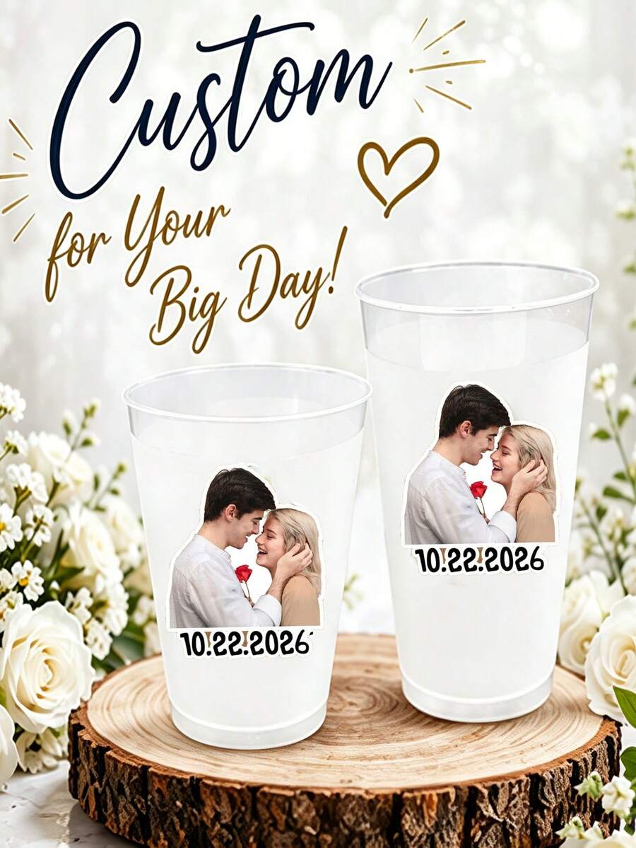 Custom 500ml Frosted Plastic Cups, Customized Logo Wedding Party Favors Drinkware, Bachelorette Party Decoration - Multicolor - View 1
