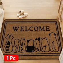 1 pieza Alfombra de cocina de lino con estampado de perro, alfombra, alfombra de baño, felpudo, impresión 3D rectangular, adecuada para sala de estar, dormitorio, pasillo, baño, lavandería - Alfombra de poliéster, decoración del hogar interior y exterior - Multicolor - Ver 16