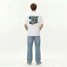 Boy Camiseta Con Estampado Pixelado  Para Hombre, Camiseta Holgada Informal, Estilo Americano, 280G De Peso Pesado, Top Para Parejas. - Blanco - Ver 6
