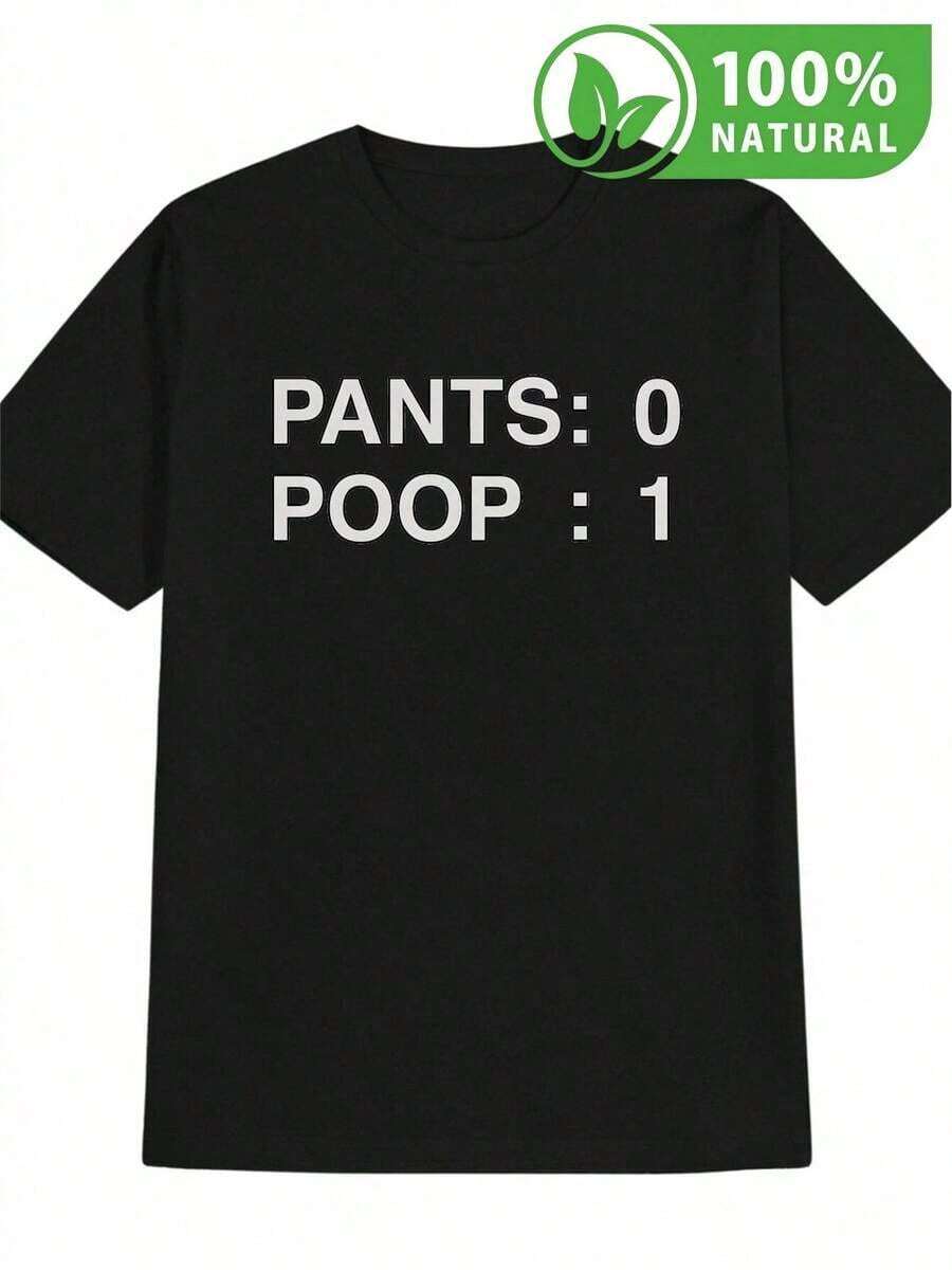 Camiseta divertida de para hombre Moda mexicana Camiseta negra con diseño PANTS: 0 POOP: 1 Perfecta para expresar tu estilo único y sentido del humor Algodón cómodo Ideal para reuniones casuales Elige la camiseta que está en boca de todos en México Original y atrevida para cualquier ocasión - Negro - Ver 1