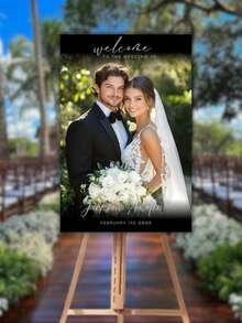 1pc Personalized Wedding Welcome Sign, Customized Photo & Name, Wedding Entrance Board, Reception Party Sign, Bridal Gift, Personalized Name & Date, Wedding Entrance Decor, Romantic Wedding Board, Reception Ceremony Sign, Suitable For Bride & Groom, Frameless - Multicolor - View 13