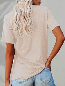 Women's Oversized Cotton T-Shirt, 2026 Fashion - "I'm Not Arguing, I'm Just Explaining Why I'm Right," Funny Slogan T-Shirt. Casual And Comfortable Graphic Tee For Women, Suitable For Everyday Wear. Top With A Humorous Statement.  Gift For Her. Short-Sleeved, Comfortable, Soft, And Simple T-Shirt For Everyday Wear. - 杏色 - 查看 3