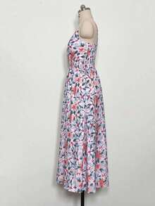 Vestido tirantes estampado escote en V cintura marcada estilo europeo - Blanco - Ver 8