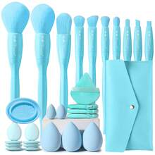 Bộ dụng cụ trang điểm 29 món bao gồm: 10 cọ trang điểm màu bạc + 1 túi đựng + 3 bông mút trang điểm + 2 bông mút trang điểm mini + 4 bông phấn tam giác + 8 bông phấn nền mini + 1 dụng cụ vệ sinh cọ trang điểm. - Nhiều màu - Xem 16