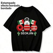 ¡Por el EJÉRCITO! Playera  Jin Edición México, Diseño Cactus y Fútbol, Efecto Estampado Bordado - Negro - Ver 6