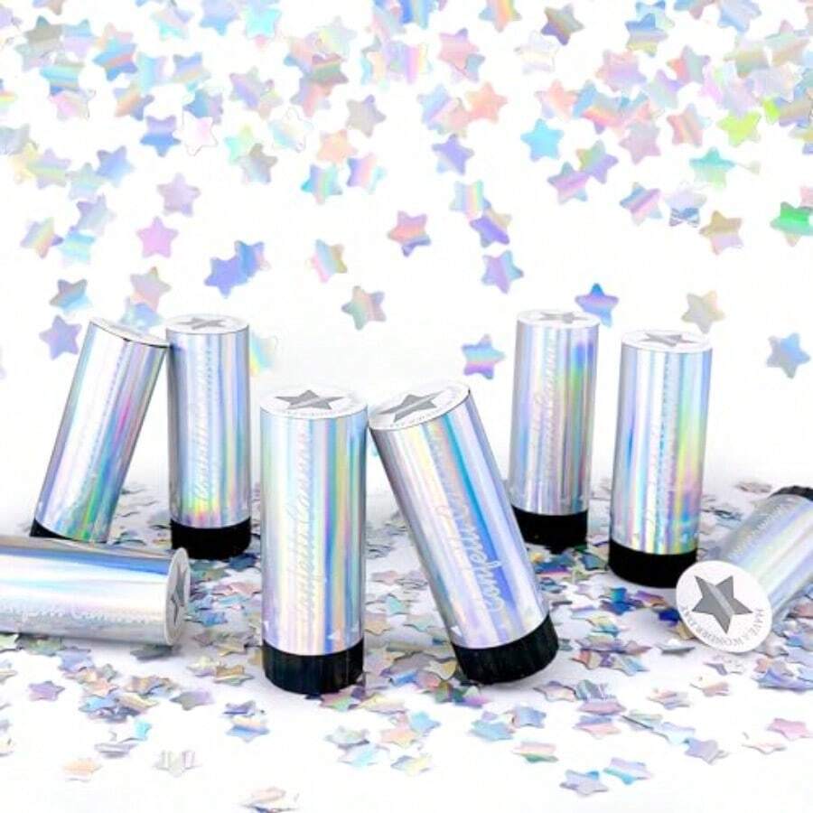 8 piezas de confeti para fiesta, confeti de estrellas plateadas, confeti para boda, cumpleaños, graduación, baby shower, aniversario, Navidad, Año Nuevo, suministros para fiesta - como en la imagen - Ver 1