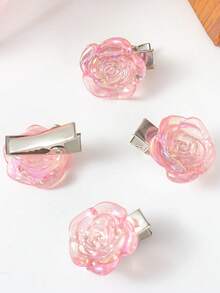 VBOOR 10pcs Romantic Rose Hair Clips, Iridescent Pink Rose Hair Accessories, Bangs/Everyday/Date Versatile Hair Clips For Women,Hair Barrettes - Multicolor - View 7