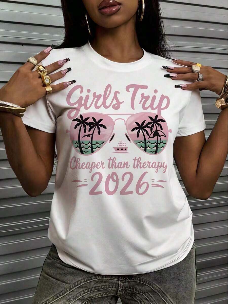 Camiseta Gráfica de Manga Corta [Especial Tarta de Huevo] Pre-Lanzamiento Año Nuevo 2026, Top Casual de Cuello Redondo para Mujer, Camiseta Blanca Holgada de Año Nuevo 2026 para Mujer, Ropa Casual de Fiesta de Manga Corta con Cuello Redondo, Diseño Estampado de Bienvenida 2026, Lavable a Máquina, Adecuada para Todas las Temporadas, Ideal para Fiestas y Uso Casual Diario, Tela Suave y Transpirable, Ropa Casual para Mujer, Top Elástico Estampado de Moda Popular Europea y Americana, Perfecto para Combinar con Atuendos Casuales o Formales, Estilo Vintage. - Blanco - Ver 1