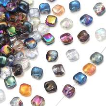 20pcs/Pack Asymmetrical Square Electroplated Glass Beads, Colorful Semi-Transparent Iridescent Glass Crystal Square Beads 12X11mm For DIY Earrings, Bracelets, Phone Charms, Jewelry Accessories - Glass Square Beads - View 5