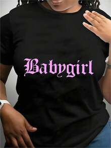 Camiseta única Baby Girl estilo y2k con diseño atractivo en letras rosas perfecta para destacar tu personalidad y seguir las  de moda en México ideal para cualquier ocasión y para quienes aman la moda urbana - Negro - Ver 1