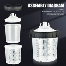 1 Set Of 600ml 50pcs Disposable Cups With 1 Set Of Internal Threaded Bottle Adapters And 50pcs Internal Cups With Lids. Convenient And Suitable For All Gravity-Feed Paint Spray Guns - 50 Pieces - View 3