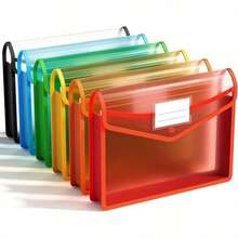1 pieza Carpeta de archivo expandible, diseñada para el almacenamiento de documentos, con cierre de presión, bolsa organizadora de archivos de color vibrante, bolsa de almacenamiento estilo acordeón, capacidad espaciosa - Multicolor - Ver 2