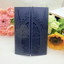 24pcs Champagne Gold Laser Cut Wedding Invitations, Glitter Bi-Fold Invitation Cards, Romantic Floral Adult Party Greeting Cards, Luxury Glitter Laser Cut Invitations For Quinceañera, High-End Party Supplies Exquisite Floral Laser Cut Invitations, Champagne Gold Shiny Invitations Suitable For Weddings And Anniversaries (Excluding Envelopes And Inner Pages) - Wedding Castle - View 9