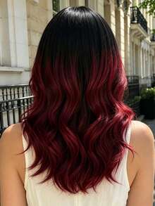 16 Inch Burgundy Dyed Wig, Elegant Curly Wig, Natural Style, Suitable For All Women's Daily Wear And Party Events. - Claret - View 2
